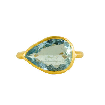 Margery Hirschey Teardrop Aquamarine Ring in 22k Gold