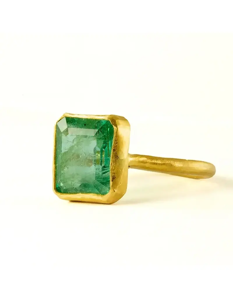 Margery Hirschey Large Rectangular Emerald Ring in 22k Gold