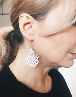 Koraru Coral Earrings in Brushed Silver with 14k Gold Earwires