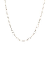 Long Links Chain in 14k Palladium White Gold with Handmade Clasp and White Diamond - 18"