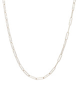 Long Links Chain in 14k Palladium White Gold with Handmade Clasp and White Diamond - 18"