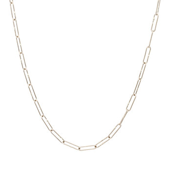 Long Links Chain in 14k Palladium White Gold with Handmade Clasp and White Diamond - 18"