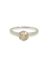 Raised Cup Round Pale Yellow Sapphire Ring in Brushed Silver