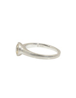 Raised Cup Round Pale Yellow Sapphire Ring in Brushed Silver