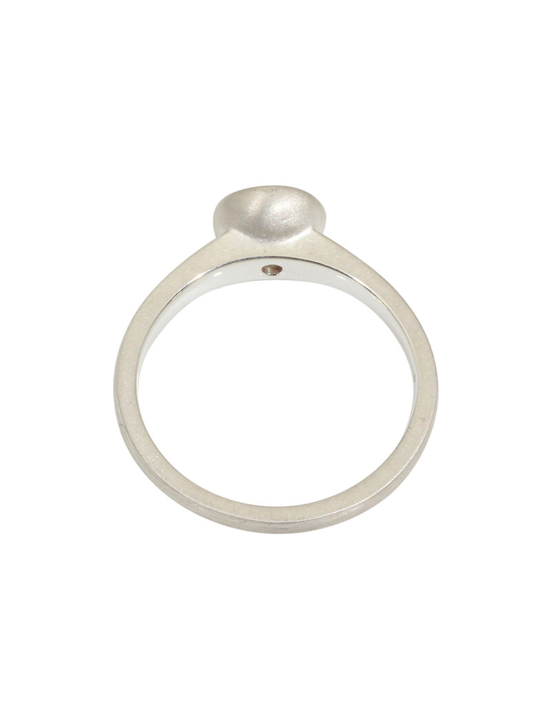 Raised Cup Round Pale Yellow Sapphire Ring in Brushed Silver