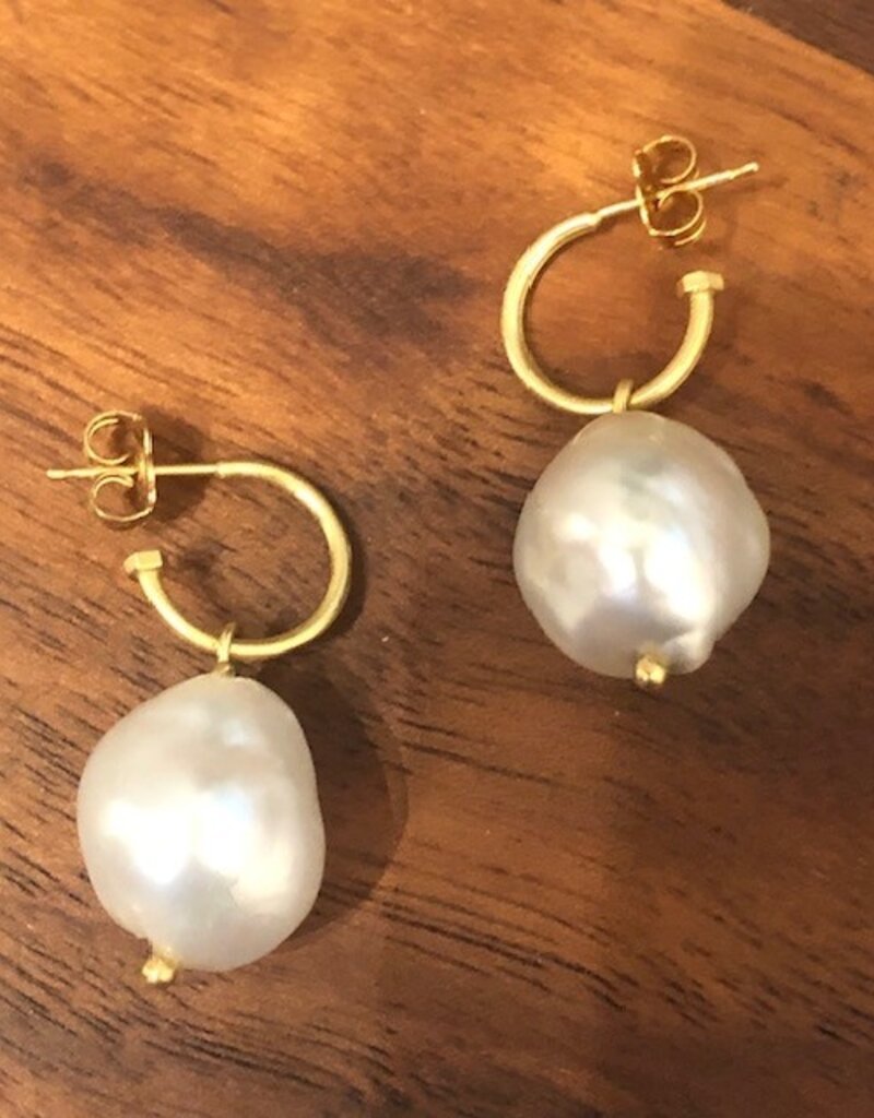 Tracy Conkle Australian Baroque Pearls on 18k Gold Hoops
