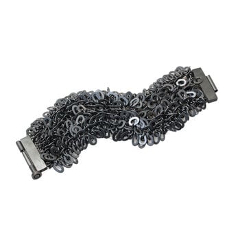 Fringe Bracelet in Oxidized Silver with Diamond Clasp