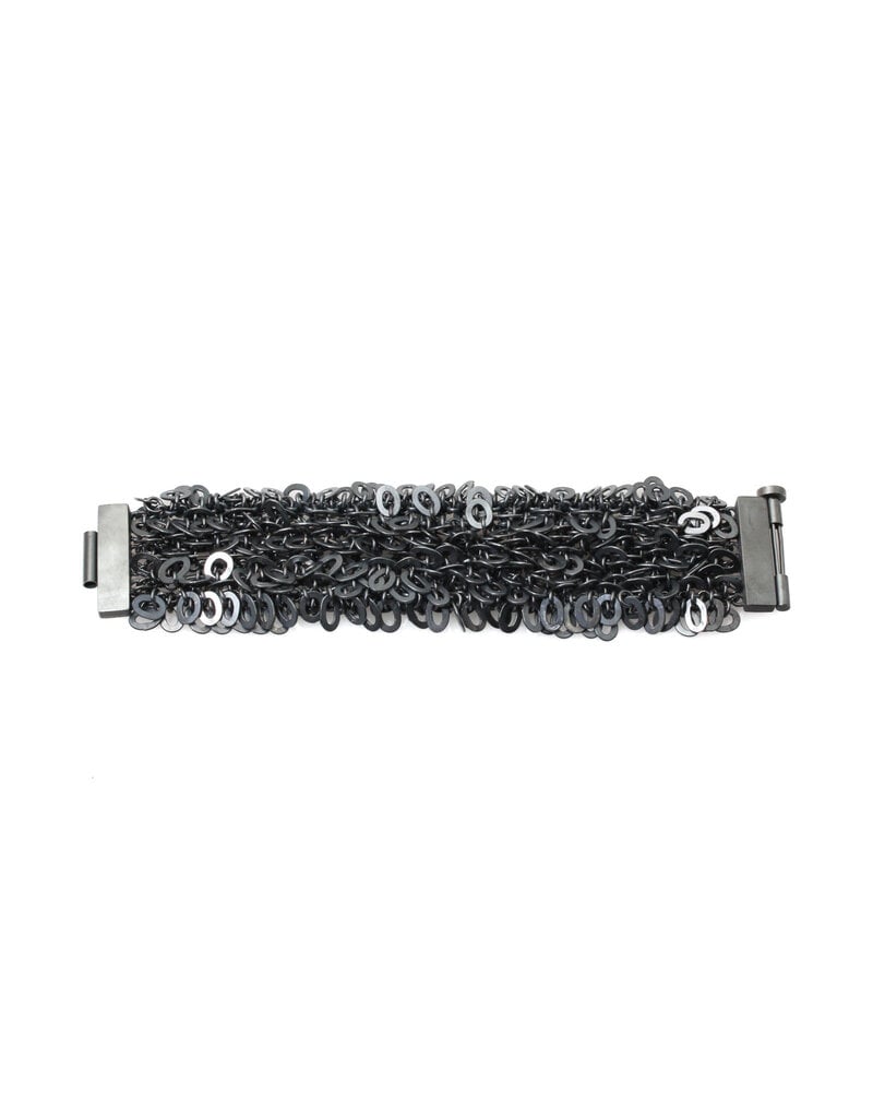 Fringe Bracelet in Oxidized Silver with Diamond Clasp