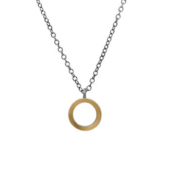 Circle Necklace in Oxidized Silver & 22k Bi-metal