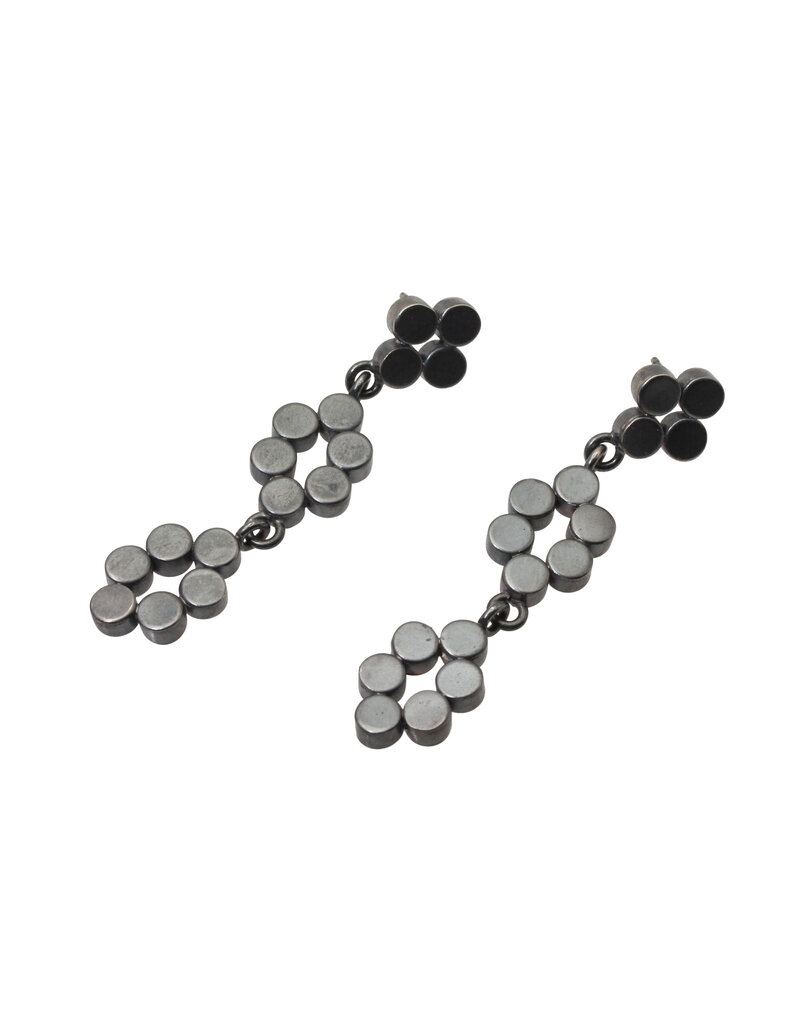 3 Tier Dot Post Earrings in Oxidized Silver