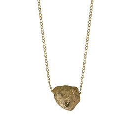 Estate Rolling Rock Pendant in 14k Gold with Natural Diamond