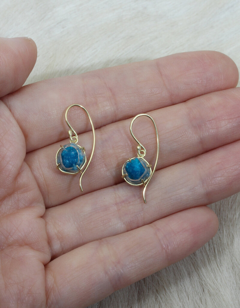 Cavensite Dangle Earrings in 18k Gold