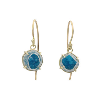 Cavensite Dangle Earrings in 18k Gold