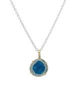 Cavensite Pendant in 18k Gold with Silver Chain