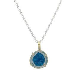 Cavensite Pendant in 18k Gold with Silver Chain