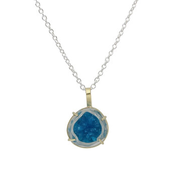 Cavensite Pendant in 18k Gold with Silver Chain