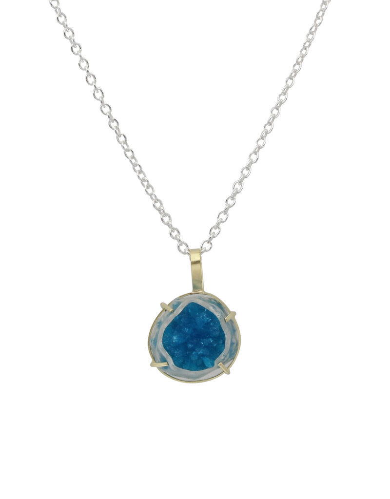 Cavensite Pendant in 18k Gold with Silver Chain