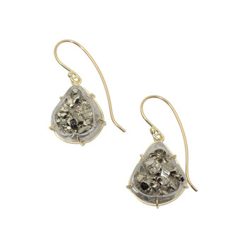 Pyrite Dangle Earrings in 18k Gold