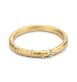 Raw 18k Gold Textured Band with Diamond