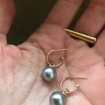 Tracy Conkle Rose Gold Tahitian Pearl Hoops