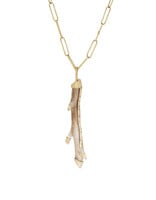 Coral Branch Pendant in 18k Gold with Gray Diamonds