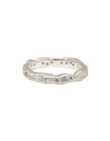 Organic Texture Wave Ring in Brushed Silver with Grey Diamonds