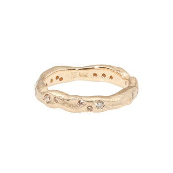 Organic Texture Wave Ring in 14k Yellow Gold with Cognac Diamonds