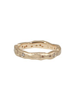 Organic Texture Wave Ring in 14k Yellow Gold with Cognac Diamonds