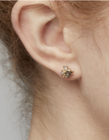 Rose Cut Diamond Cluster Post Earrings in 14k Yellow Gold