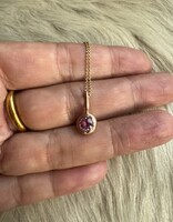 Organic Bezel Pink Sapphire Pendant in 14k Rose Gold