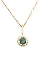Organic Bezel Green Sapphire Pendant in 14k Green Gold