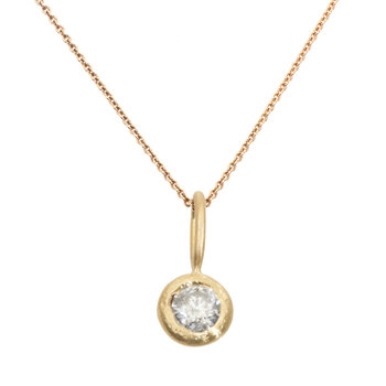 Organic Bezel White Sapphire Pendant in 18k Yellow Gold