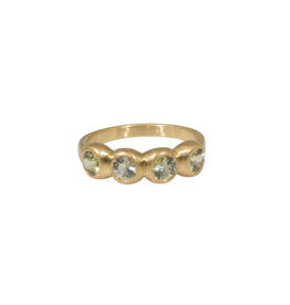 Marian Maurer Porch Skimmer Band with 4mm Light Green Sapphires in 18k Yellow Gold