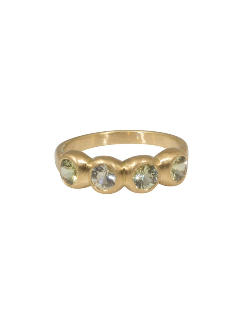 Marian Maurer Porch Skimmer Band with 4mm Light Green Sapphires in 18k Yellow Gold