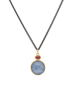 Dumortierite and Pink Tourmaline Pendant in 18k, 22k, and Silver