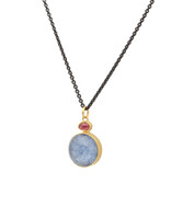 Dumortierite and Pink Tourmaline Pendant in 18k, 22k, and Silver