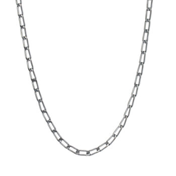 Curb Chain in Oxidized or Brushed Silver with Lobster Clasp