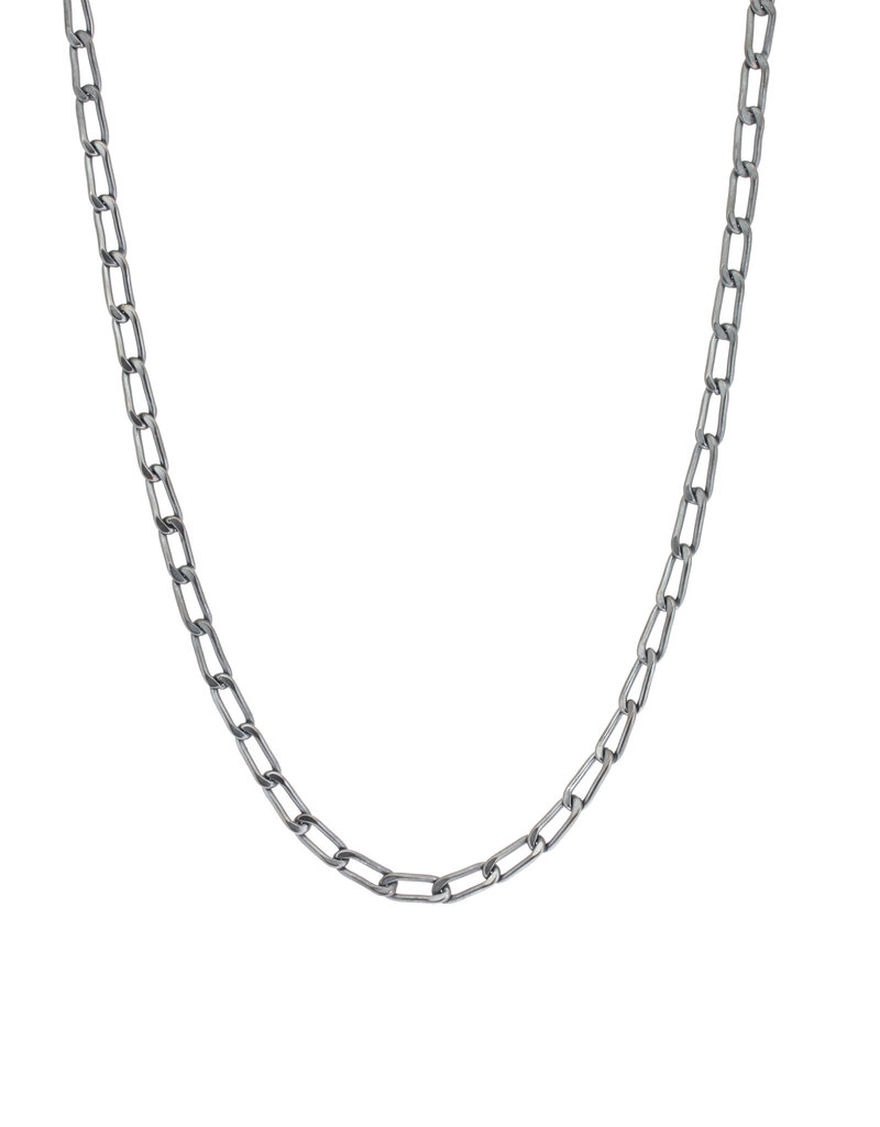 Curb Chain in Oxidized or Brushed Silver with Lobster Clasp