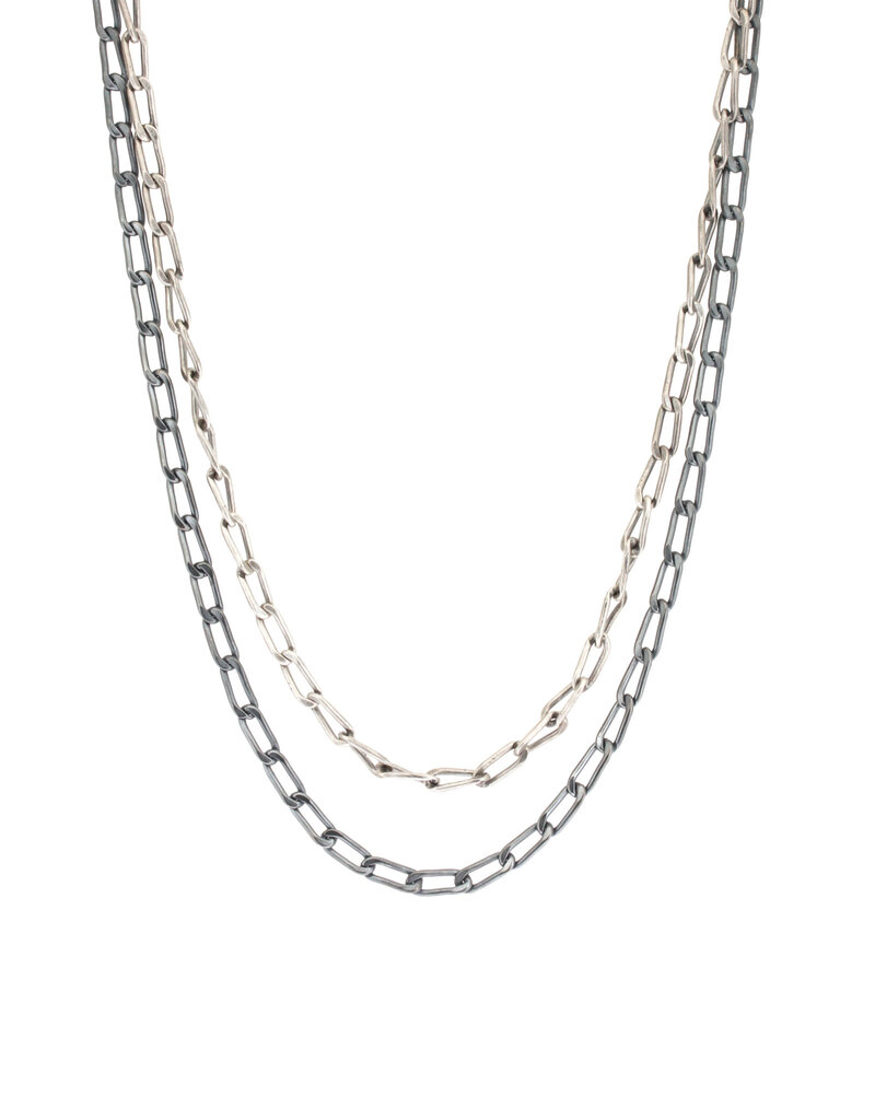Curb Chain in Oxidized or Brushed Silver with Lobster Clasp