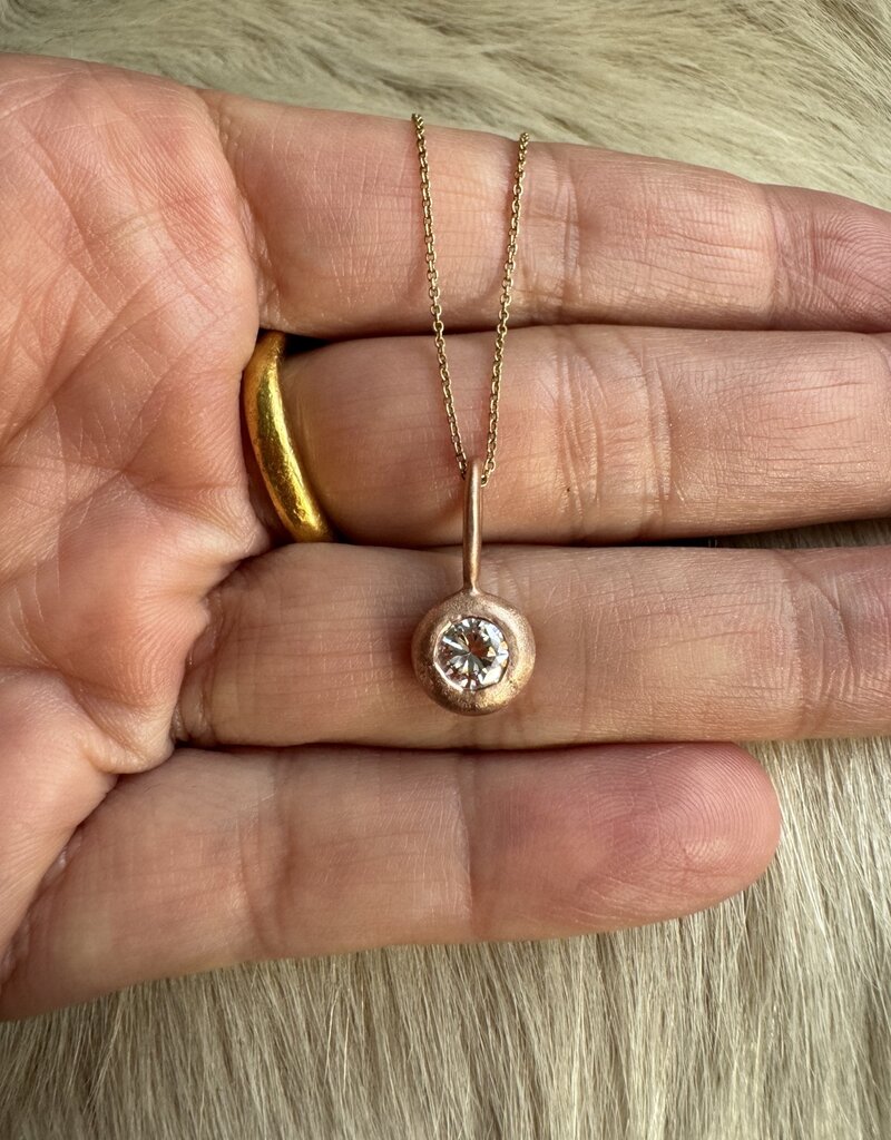 Organic Bezel Diamond Pendant in 14k Rose Gold