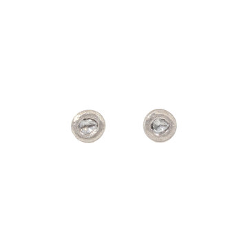 Rosecut Diamond Slice Organic Post Earrings in 18k Palladium White Gold