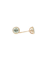Basket Post Earrings with Pale Green Sapphires in 14k Yellow Gold