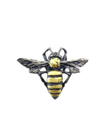 Honey Bee II Lapel Pin in Oxidized Silver with 23k Gold Leaf