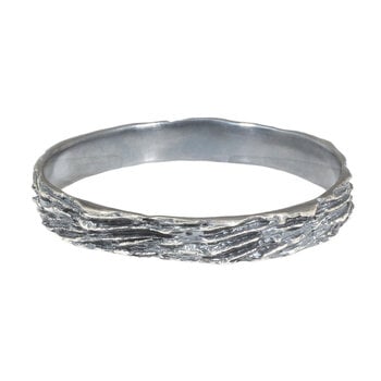Kinoko Oval Bangle Bracelet in Oxidized Silver