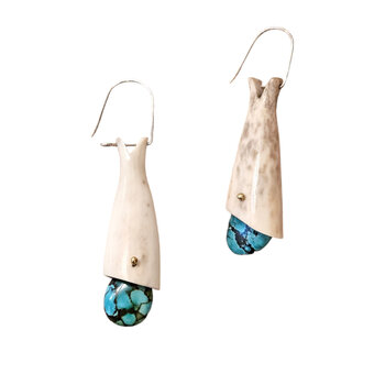 Antler Bell Shaped Earrings with Turquoise