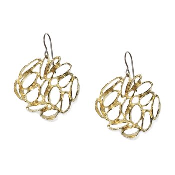 Banksia Medallion Earrings in Yellow Bronze