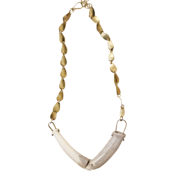 Carved Antler Necklace on Brass Teardrop Chain