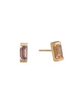 Morganite Baguette Post Earrings in 14k Gold