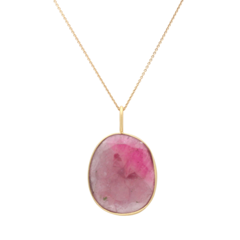 Large Organic Shape Pink Sapphire Pendant in 18k Gold