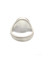 Organic Shaped Pave Signet Ring with White Sapphires in Brushed Silver